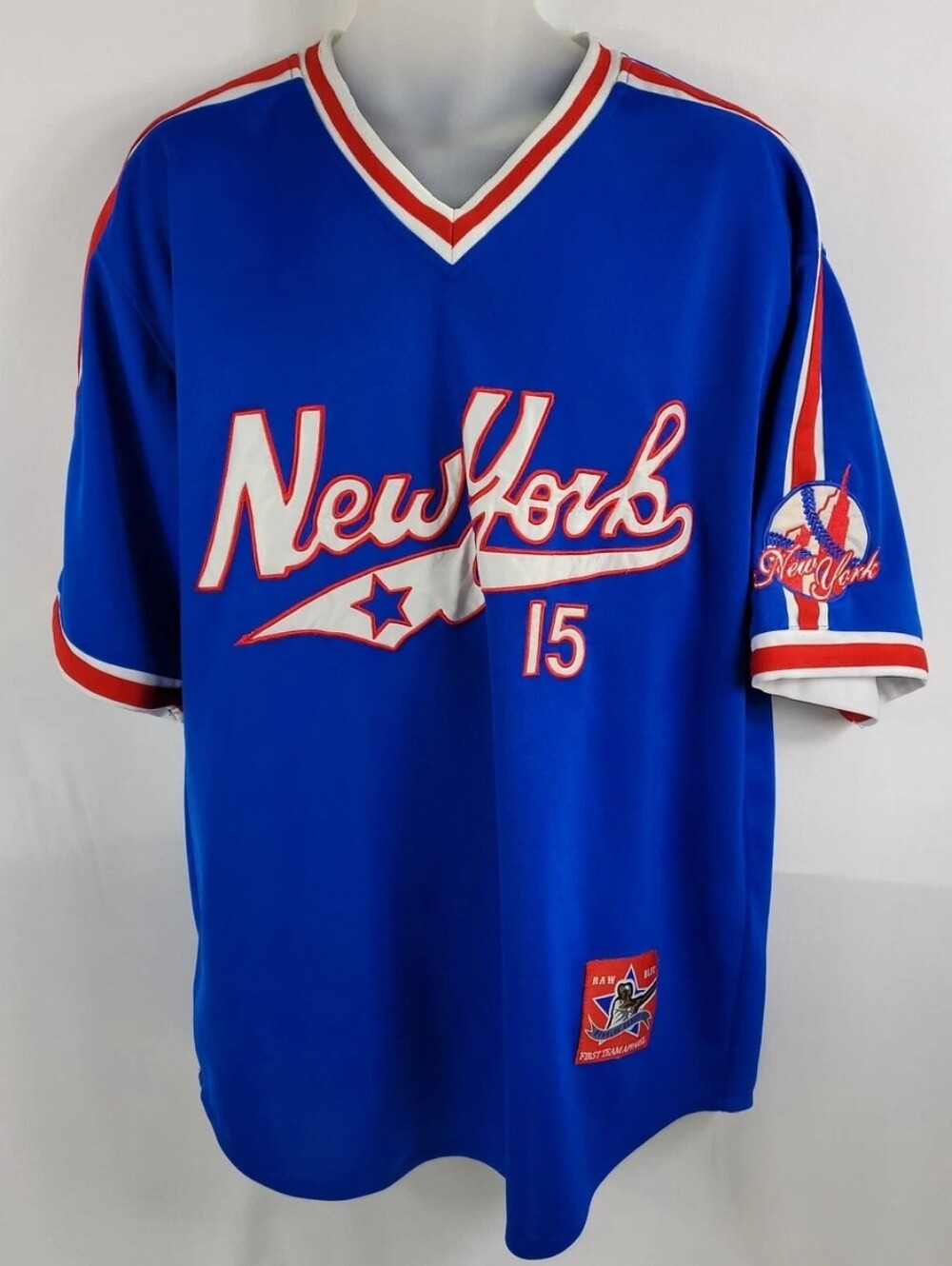 MLB New York Mets NY #15 Raw Classics Blue Baseball Jersey Mens Size Small
